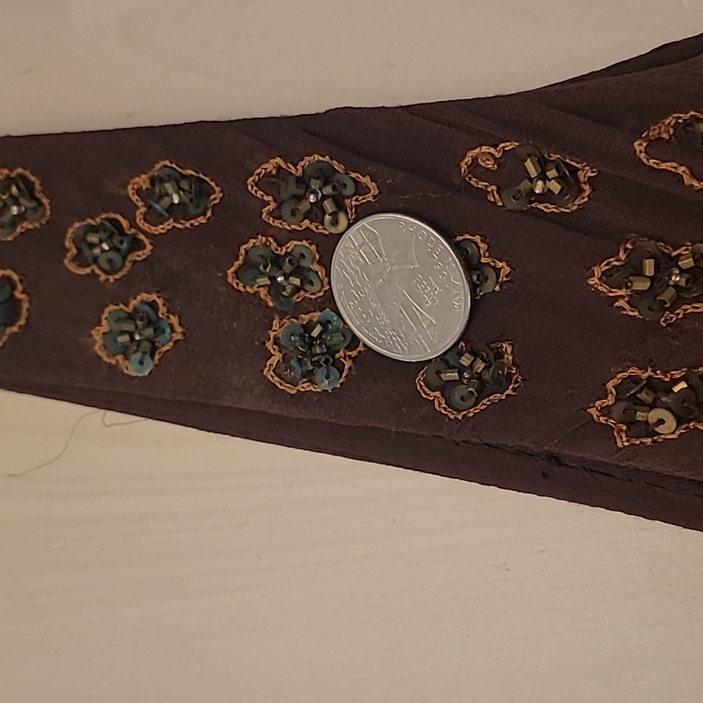 EUC VTG Marina 100% Silk Beaded and Sequined Chocolate Bown Lined Dress - Picture 17 of 17